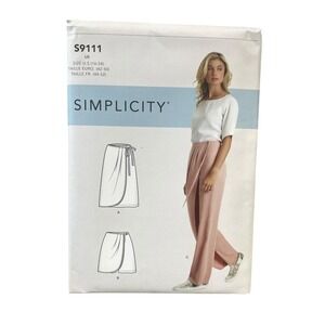 SIMPLICITY S9111 Misses' Faux Wrap Pants Skirt Shorts US 16-24 Modern